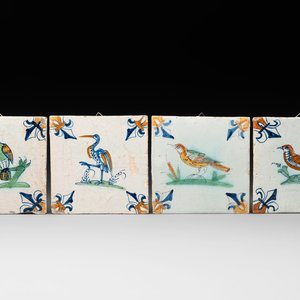 Four polychrome Dutch Delft tiles with birds, 17th C. — photo 1