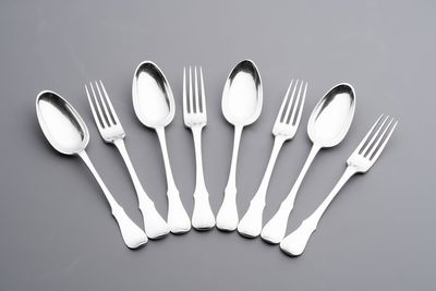Four sets of silver spoons and forks, Ghent, dated (17)90