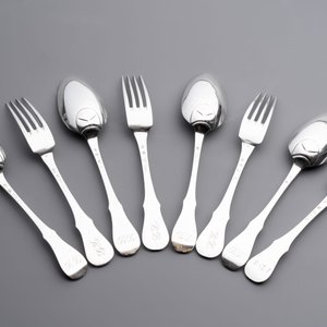 Four sets of silver spoons and forks, Ghent, dated (17)90 — photo 2