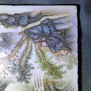 Four square Chinese qianjiang cai landscape plaques, 20th C. — 照片 20