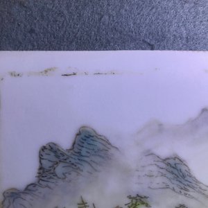 Four square Chinese qianjiang cai landscape plaques, 20th C. — 照片 4