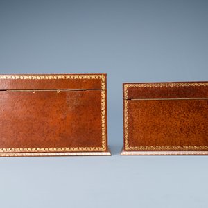 Four trompe-l'oeil storage boxes made from old book covers, France, 20th C. — photo 4