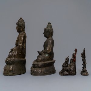 Four various Chinese and Tibetan bronze figures, 18/19th C. — photo 4