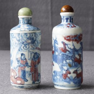 Four various Chinese porcelain and glass snuff bottles, 19/20th C. — 照片 7