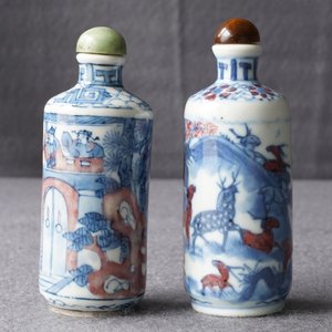 Four various Chinese porcelain and glass snuff bottles, 19/20th C. — 照片 8