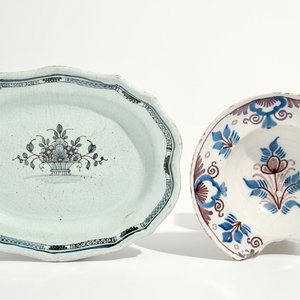 Four various French faience dishes, incl. a barber's or shaving bowl, 18th C. — 照片 4