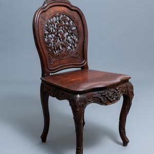 Four wooden chairs with reticulated backs, Macao or Portuguese colonial, 19th C. — 照片 2