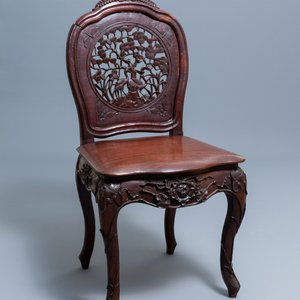 Four wooden chairs with reticulated backs, Macao or Portuguese colonial, 19th C. — 照片 3