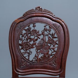Four wooden chairs with reticulated backs, Macao or Portuguese colonial, 19th C. — 照片 32