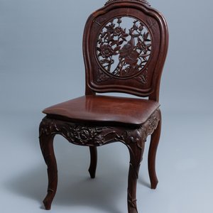 Four wooden chairs with reticulated backs, Macao or Portuguese colonial, 19th C. — 照片 4