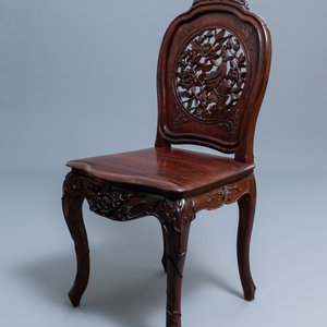 Four wooden chairs with reticulated backs, Macao or Portuguese colonial, 19th C. — 照片 5