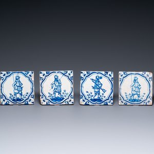 Fourteen Dutch Delft blue and white tiles with mostly Spanish soldiers after Jacob de Gheyn II, 17th C. — photo 4
