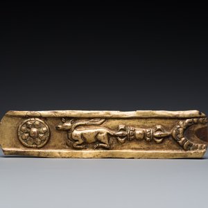 Fragment d'autel en cuivre doré, Tibet, 17ème — photo 4