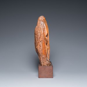 Fragment de retable en chêne sculpté figurant 'La Visitation de la Vierge Marie', 16ème — photo 5