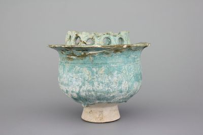 Fragment van een turquoise wierookbrander, Syrië of Iran, 14e-15e eeuw