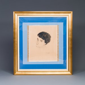 Francis Picabia (1879-1953): 'Hoofd van een jonge vrouw', potlood- en aquareltekening, gedateerd 1921 — foto 1