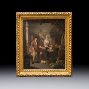 Frans I Van Mieris (1635-1681, attr. to): 'Bringing home poultry from the market', oil on panel, 17th C. — photo 1