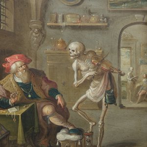 Frans II Francken (1581-1642) et atelier: 'La Mort et l'Avare', huile sur cuivre — photo 1