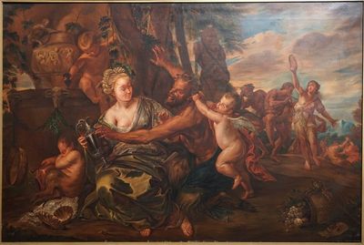 Franse school, 19e eeuw, Pan en Syrinx, olie op doek