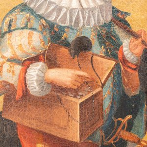 Franse school, navolger van Abraham Bosse (1602-1676): 'De rattenvanger', olie op doek in lijst uit de tijd, 17/18e eeuw — foto 6