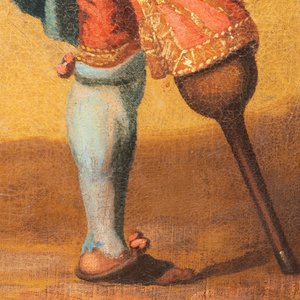 Franse school, navolger van Abraham Bosse (1602-1676): 'De rattenvanger', olie op doek in lijst uit de tijd, 17/18e eeuw — foto 8