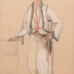Franse school: Turkse of Ottomaanse knaap, potlood en aquarel op papier, 19e eeuw — foto 1