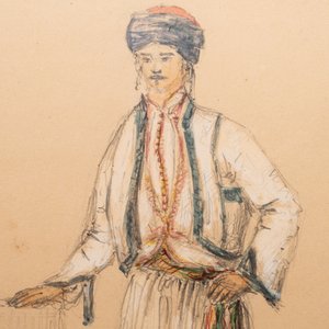Franse school: Turkse of Ottomaanse knaap, potlood en aquarel op papier, 19e eeuw — foto 3