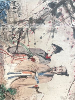 Fu Baoshi 傅抱石 (1904-1965): 'literati-bijeenkomst', inkt en kleur op papier, gedateerd 1943 — foto 7