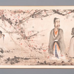 Fu Baoshi 傅抱石 (1904-1965): 'literati-bijeenkomst', inkt en kleur op papier, gedateerd 1943 — foto 6