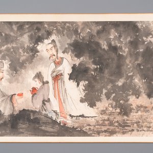 Fu Baoshi 傅抱石 (1904-1965): 'literati-bijeenkomst', inkt en kleur op papier, gedateerd 1943 — foto 7