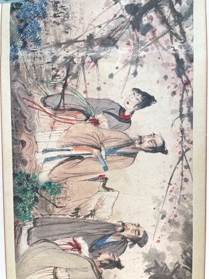 Fu Baoshi 傅抱石 (1904-1965): 'Rassemblement des lettrés', encre et couleur sur papier, datée 1943 — photo 3