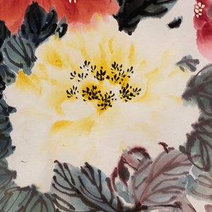 Gao Yihong (1908-1982): Pioenen in bloei, inkt en kleur op papier, gedat. 1971 — foto 8
