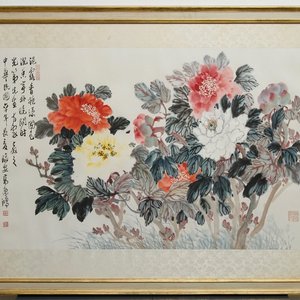 Gao Yihong (1908-1982): Pivoines épanouies, encre et couleur sur papier, datée 1971 — photo 1