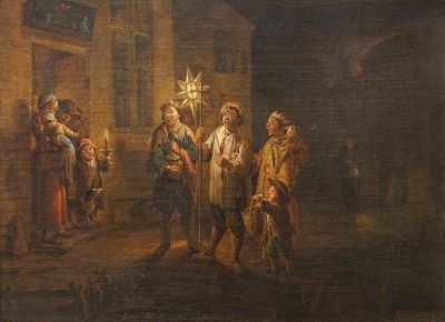 Garemijn, Jan Anton (Bruges, 1712-1789): Les Musiciens Ambulans, oil on canvas, signed and dated 1785