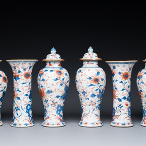 Garniture de six vases en porcelaine de Chine de style Imari à décor floral, Kangxi — photo 5
