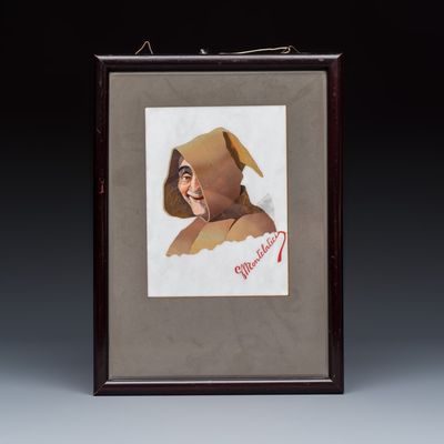 Giovanni Montelatici (1864-1930): Portrait of a Monk, pietra dura plaque, signed, 19/20th C.