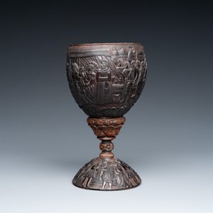Gobelet de mariage en noix de coco et corozo sculpté, colonies espagnoles, probablement Cuzco, Pérou, 17ème — photo 6