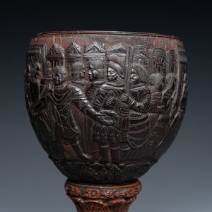 Gobelet de mariage en noix de coco et corozo sculpté, colonies espagnoles, probablement Cuzco, Pérou, 17ème — photo 10