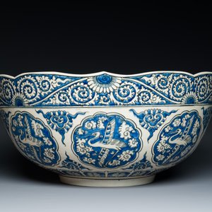 Grand bol en porcelaine de Samson en bleu et blanc à décor chinois dans le style safavide, Samson, Paris, 19ème — photo 4