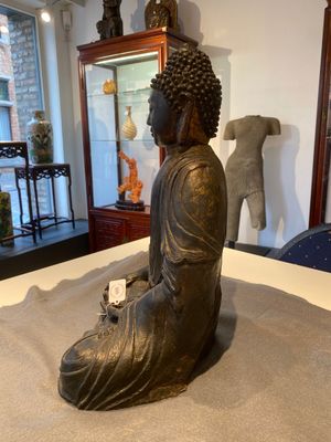 Grand Bouddha en bronze aux traces de dorure, Sino-Tibet, Ming — photo 5