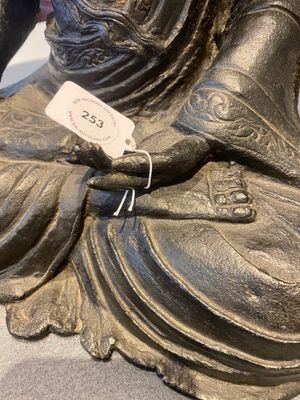 Grand Bouddha en bronze aux traces de dorure, Sino-Tibet, Ming — photo 9