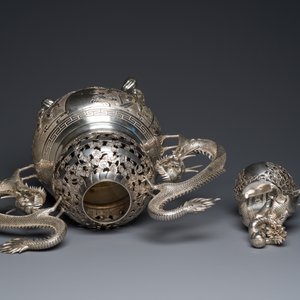 Grand brûle-parfum tripod en argent, marque Shanghai Xinfengxiang 上海新鳳祥, Chine, daté 1925 — photo 14