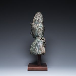 Grand buste du dieu Shiva en bronze, Royaume de Majapahit, Java, Indonésie, probablement 15/16ème — photo 5