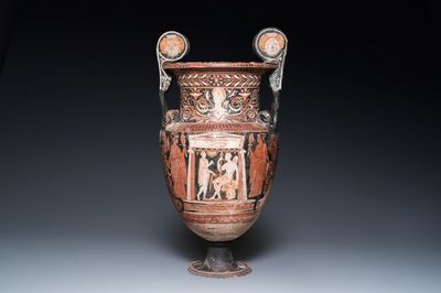 Grand cratère à volutes grec à figures rouges, Apulie, 4ème/3ème av. J.-C.