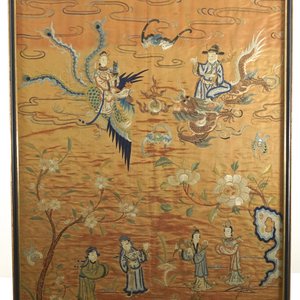 Grand fragment fin de broderie sur soie, Chine, 19e-20e — photo 1