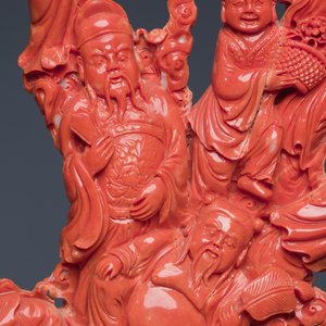 Grand groupe aux 'Baxian' en corail rouge, Chine, 19/20ème — photo 12