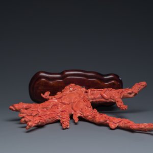 Grand groupe aux 'Baxian' en corail rouge, Chine, 19/20ème — photo 7