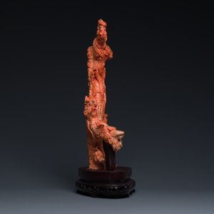 Grand groupe figurant une dame entourée d'enfants en corail rouge, Chine, 19/20ème — photo 4