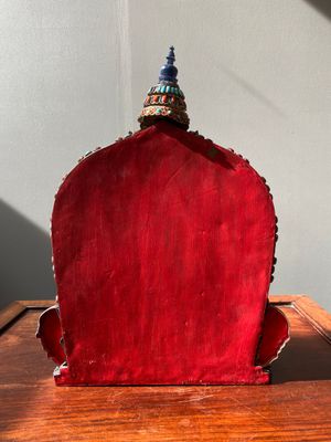 Grand masque de 'Bhairava' en argent filigrané et incrusté de pierres semi-précieuses, Tibet ou Népal, 19ème — photo 3