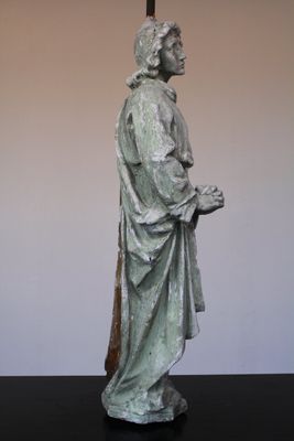 Grand moulage en plâtre d'un saint en prière, atelier De Wispelaere, Bruges, 1e moitiè 20e